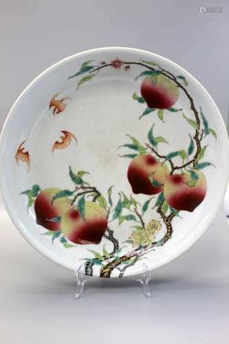 Chinese famille rose porcelain charger, Yongzheng mark.