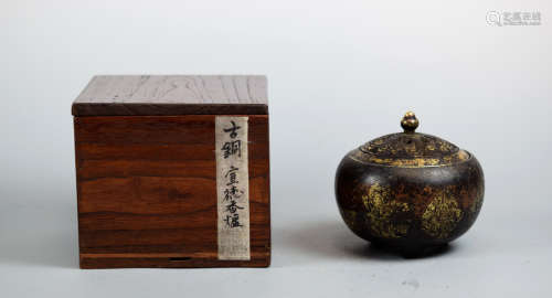 Chinese Bronze Censer with Box