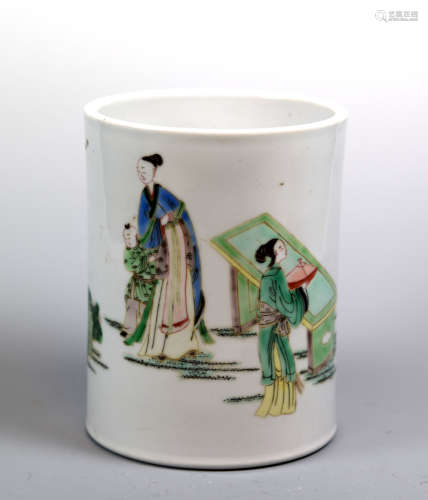 Chinese Famille Verte Porcelain Brushpot