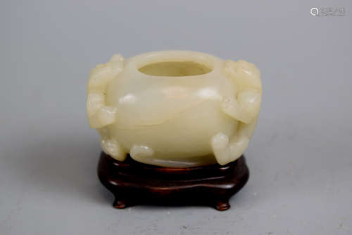 Chinese Nephrite Jade Water Cooper with Dragon