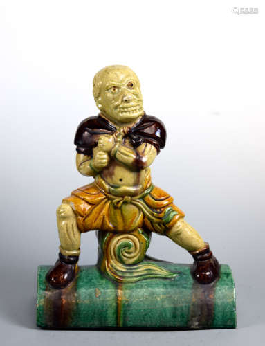 Chinese Sancai Pottery Diety Sculpture