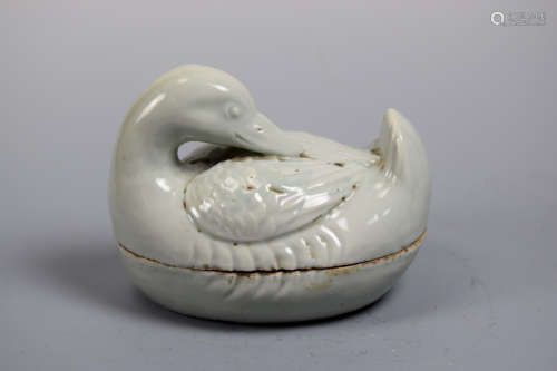 Chinese Blanc de Chine Porcelain Duck Box