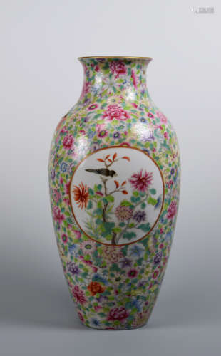 Chinese Famille Rose Milifloral Porcelain Vase