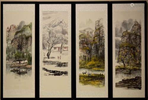 Set of Four Chinese Modern Painting - signed