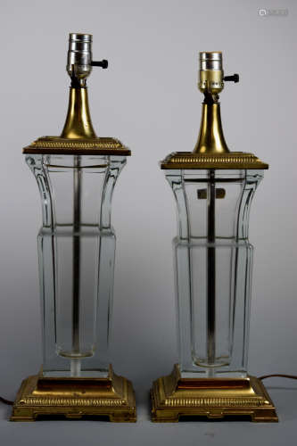 Pair French Crystal Vase Lamps