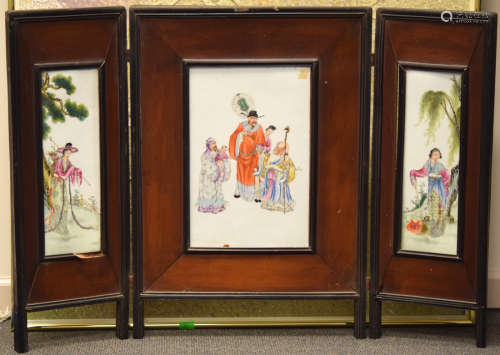 Chinese Porcelain Plaque Screen