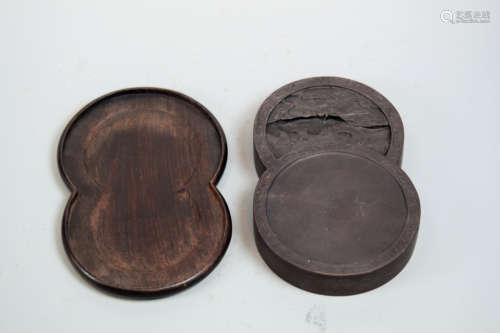 Chinese Inkstone with Rosewood Cover - Poem