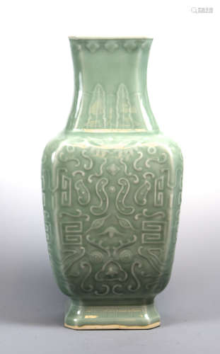 Chinese Celadon Porcelain Vase with Archaic Motif