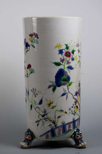 Chinese Famille Rose Porcelain Vase with Copper Liner
