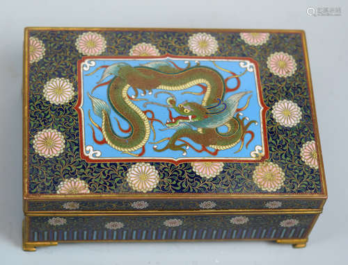 Japanese Cloisonne Box with Dragon Motif