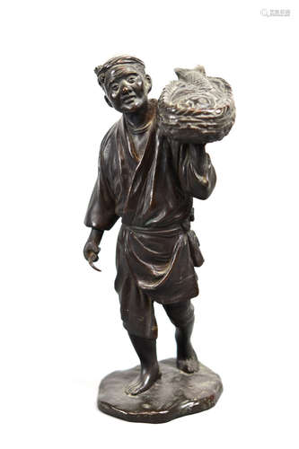 Japanese Bronze Statue of a Fisherman