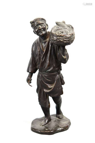 Japanese Bronze Statue of a Fisherman