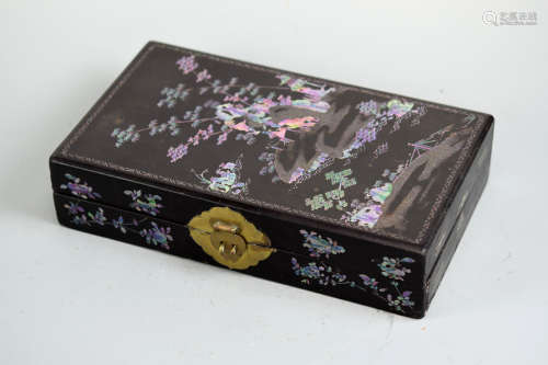 Chinese Qing Lacquer Box with Mother of Pearl