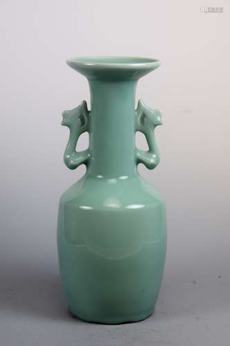 Chinese Celadon Porcelain Vase with Two Handle