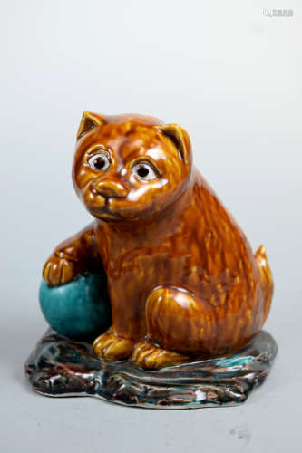 Japanese Kutani Porcelain Dog with Ball