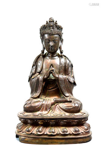 Chinese Ming Bronze Seated Buddha