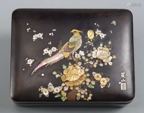 Japanese Lacquer Box with Mother of Pearl Inlay - Yamanaka Gallery