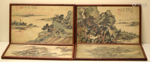 Set fo Four Chinese Landscape Painting