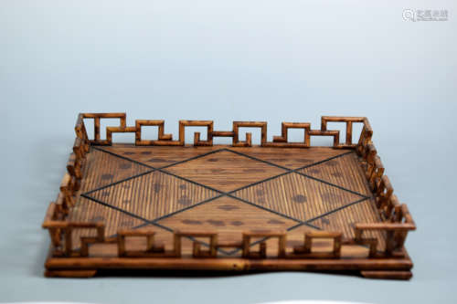 Chinese Square Tray with Bamboo Side