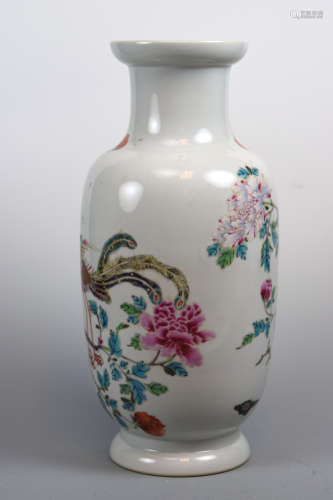 Chinese Famille Rose Porcelain Vase - Pheonix Peony Scene