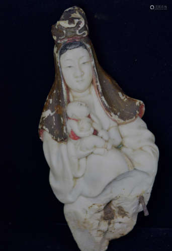 Chinese 17th cen White Marble Kuanyin