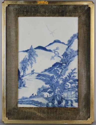 Antique Chinese UNDERGLAZE BLUE & WHITE PORCELAIN TILE