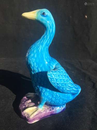 Antique Blue Glazed Duck Maker Zhou Mao Cheng