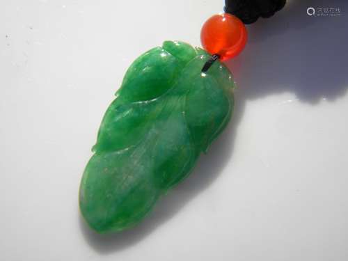 Natural Green Jadeite Leaf Pendant