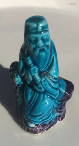 Antique Chinese Blue Glazed Statue