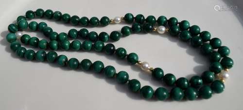 Antique Chinese Malachite Bead necklace