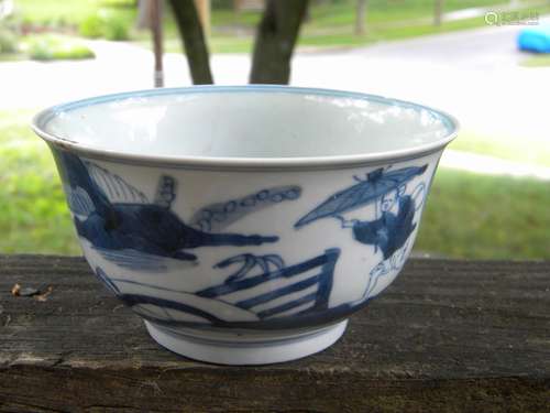 Antique Chinese Ming Dynasty Blue and White Bowl