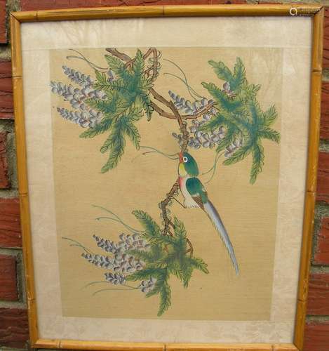 Vintage Chinese Bird Painting Framed