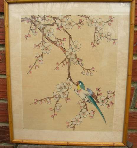 Vintage Chinese Bird Painting Framed