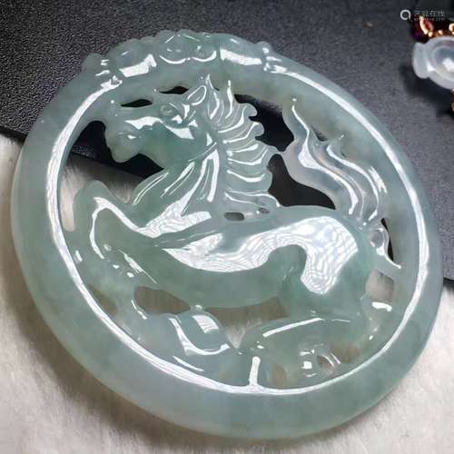 Natural Jadeite Horse Pendant