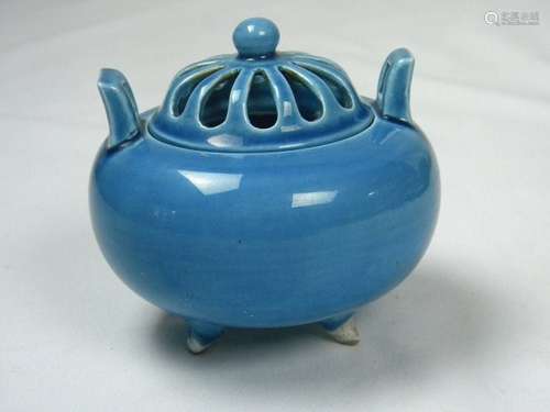 BLUE CLAZED INCENSE BURNER