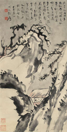 张大千（1899～1983） 山水人物 立轴 水墨纸本
