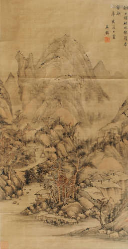 王鉴（1598～1677） 秋水山庄 立轴 设色绢本