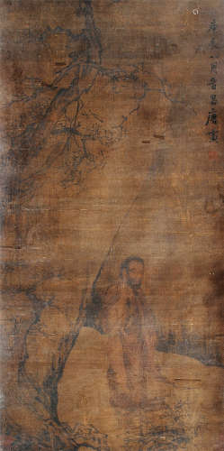 唐寅（1470～1525） 罗汉 立轴 水墨绢本