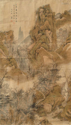 王石谷（1632～1717） 拟巨然春光明媚图 立轴 设色绢本