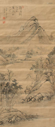 石溪（1612～1692） 山水 立轴 设色纸本