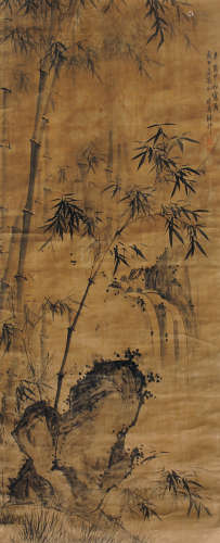 诸昇（1617～1691） 竹石图 立轴 水墨绢本