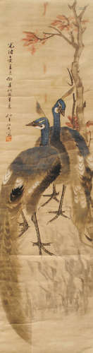 任伯年（1840～1896） 孔雀 立轴 设色绢本