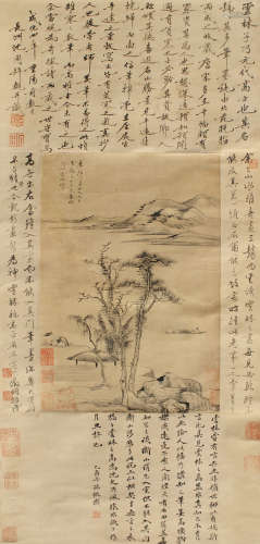 倪瓒（1301～1374） 山水 立轴 水墨绢本