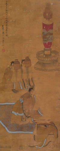 陈洪绶（1599～1652） 祝寿图 镜框 设色绢本