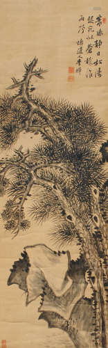 李鱓（1686～1756） 松石 立轴 水墨绫本