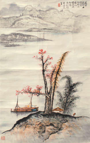 黄纯尧（1925～2007） 游子思故里 镜片 设色纸本