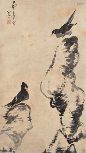 八大山人（1626～1705） 双喜图 立轴 水墨纸本