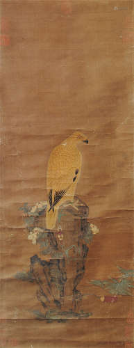 宋徽宗（1082～1135） 鹰 立轴 设色绢本