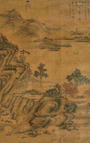 黄公望（1269～1354） 山水 镜片 设色绢本
