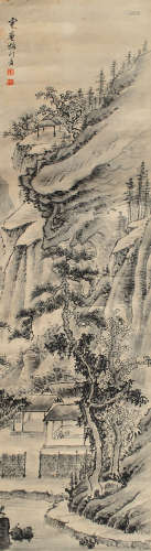罗牧（1622～1705） 山水人物 立轴 水墨纸本